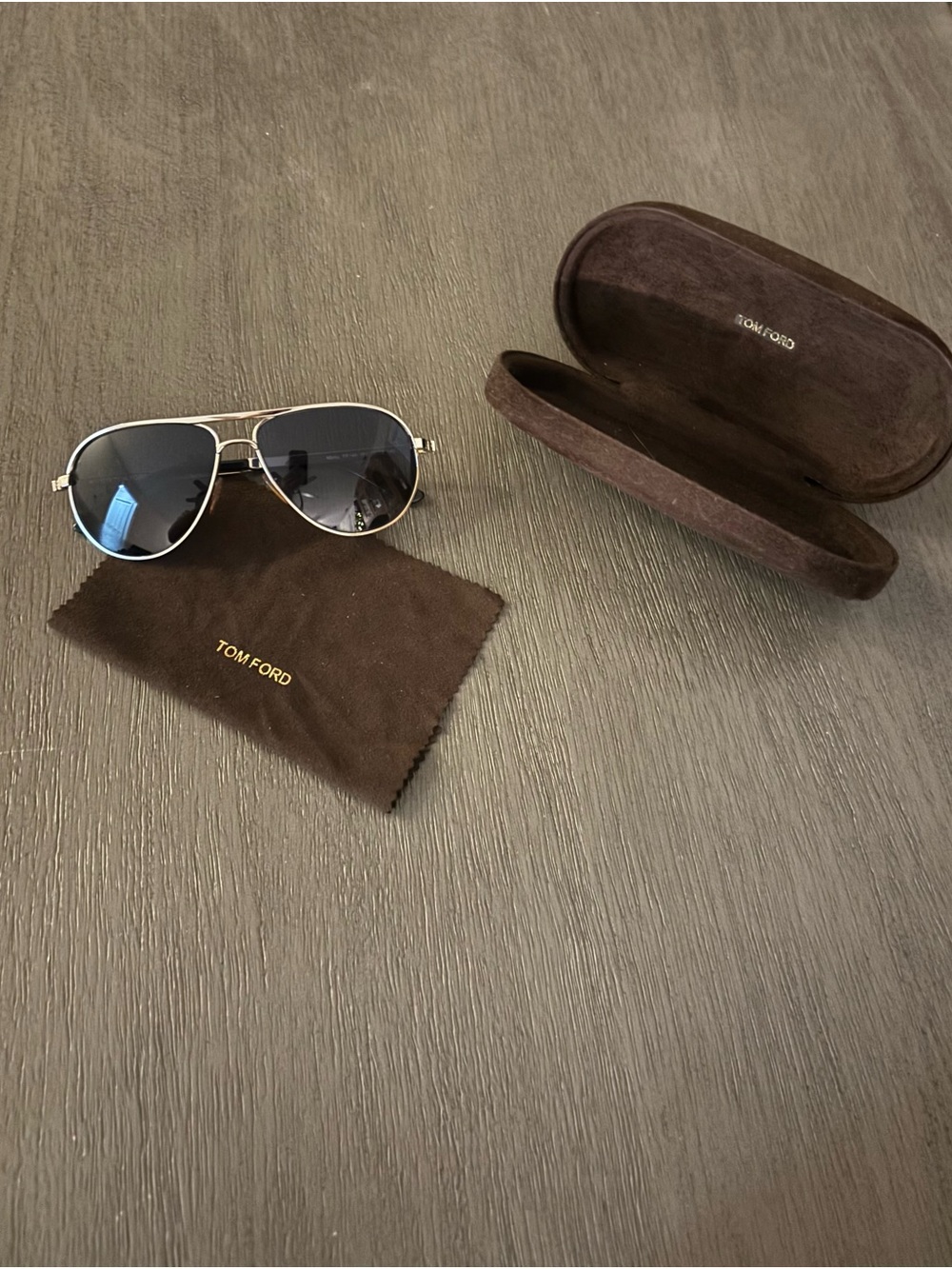 Tom Ford Blue Lens Sunglasses with Silver Frame